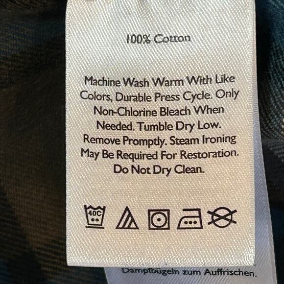 Eddie Bauer Mens XLT Flannel Shirt Brown Blue Button Down Collar 100% Cotton - Picture 6 of 12